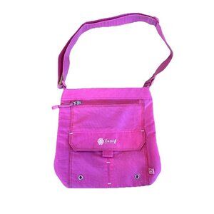 Vintage Y2K Fossil Surfco Canvas Shoulder Bag Pink Blue Hibiscus Island Hawaiian
